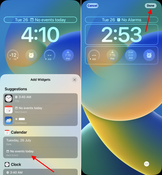 ajouter un widget au-dessus de l'heure sur l'écran de verrouillage ios 16 sur iphone