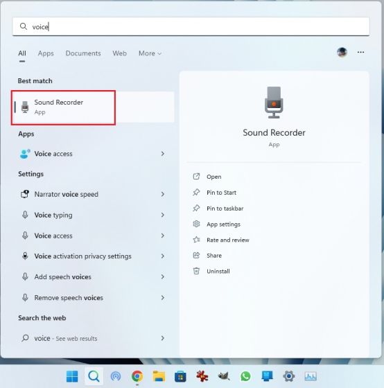 Enregistrer de l'audio dans Windows 11 avec l'application Native Voice Recorder