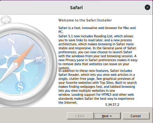 Linux Safari Installer 01 Wine Installer