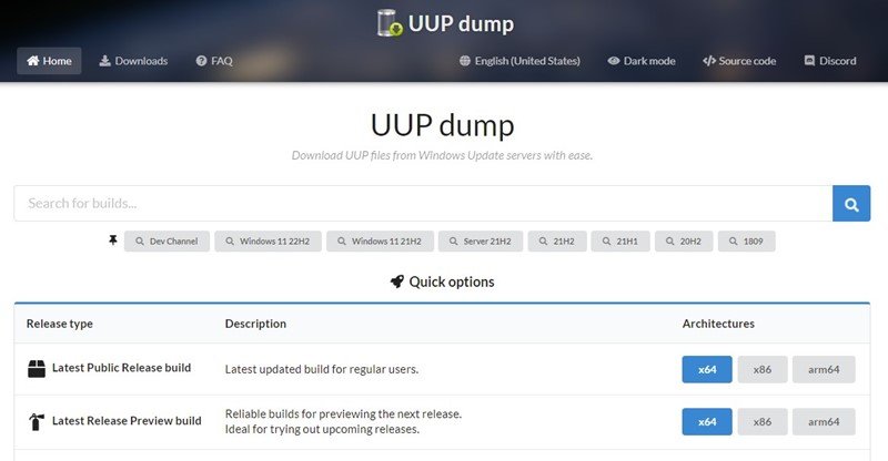 UUP Dump télécharger windows 11 iso