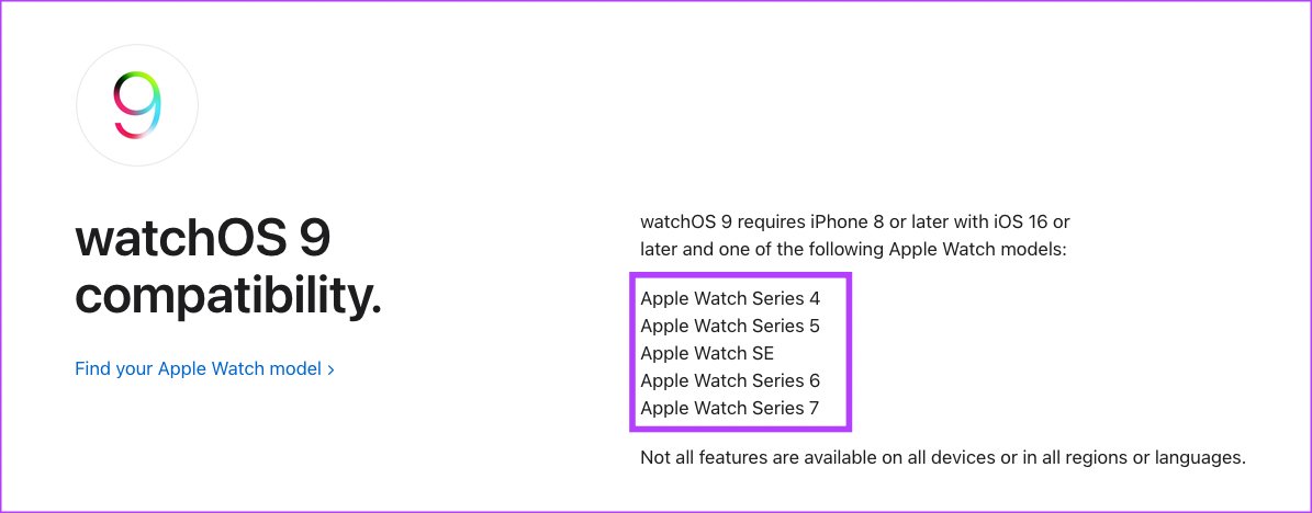 Compatibilité des mises à jour Apple Watch