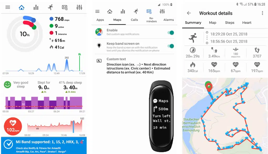 notifier et remise en forme pour la bande mi