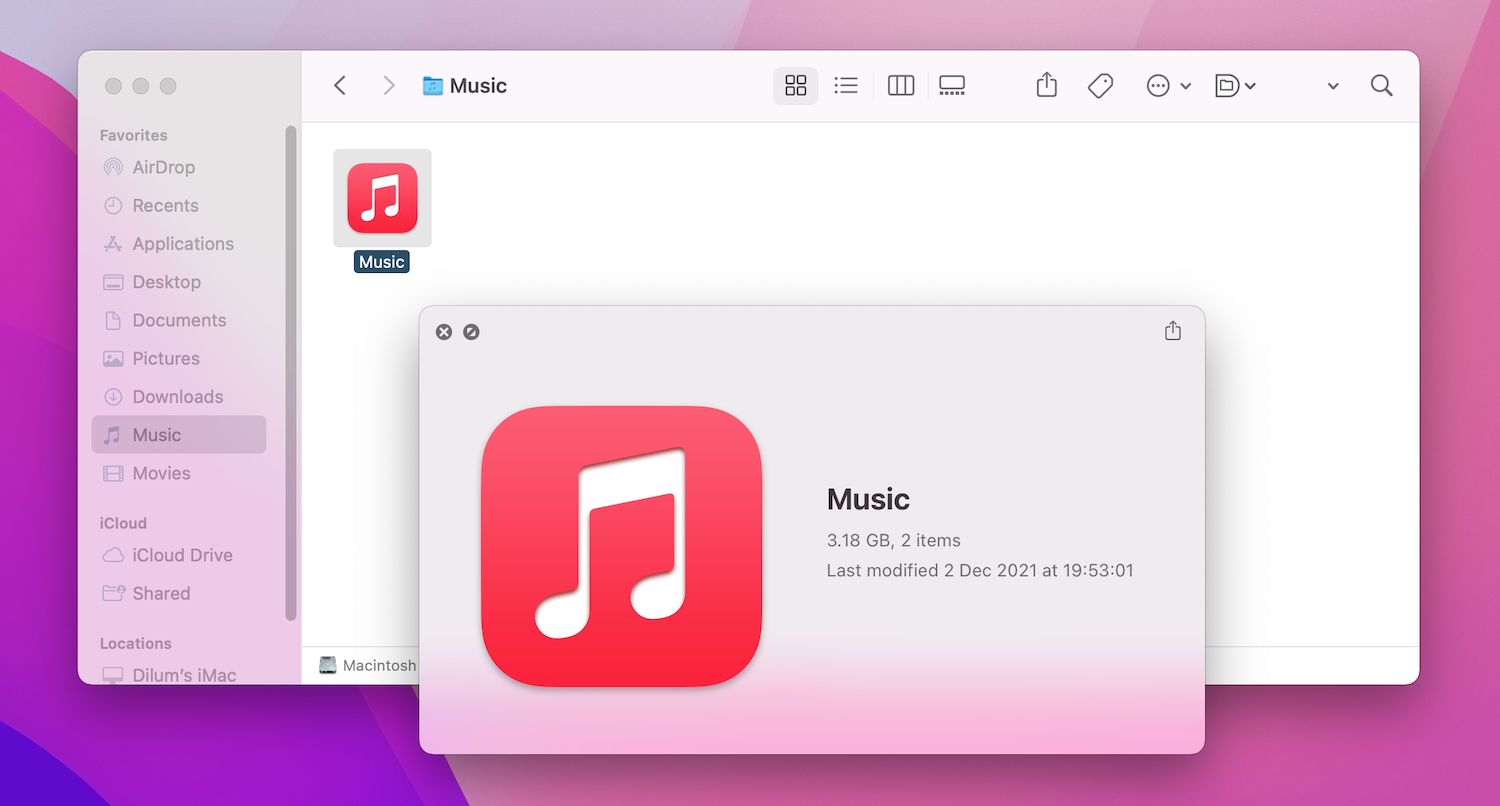 Icône de dossier de musique avec logo Apple Music.