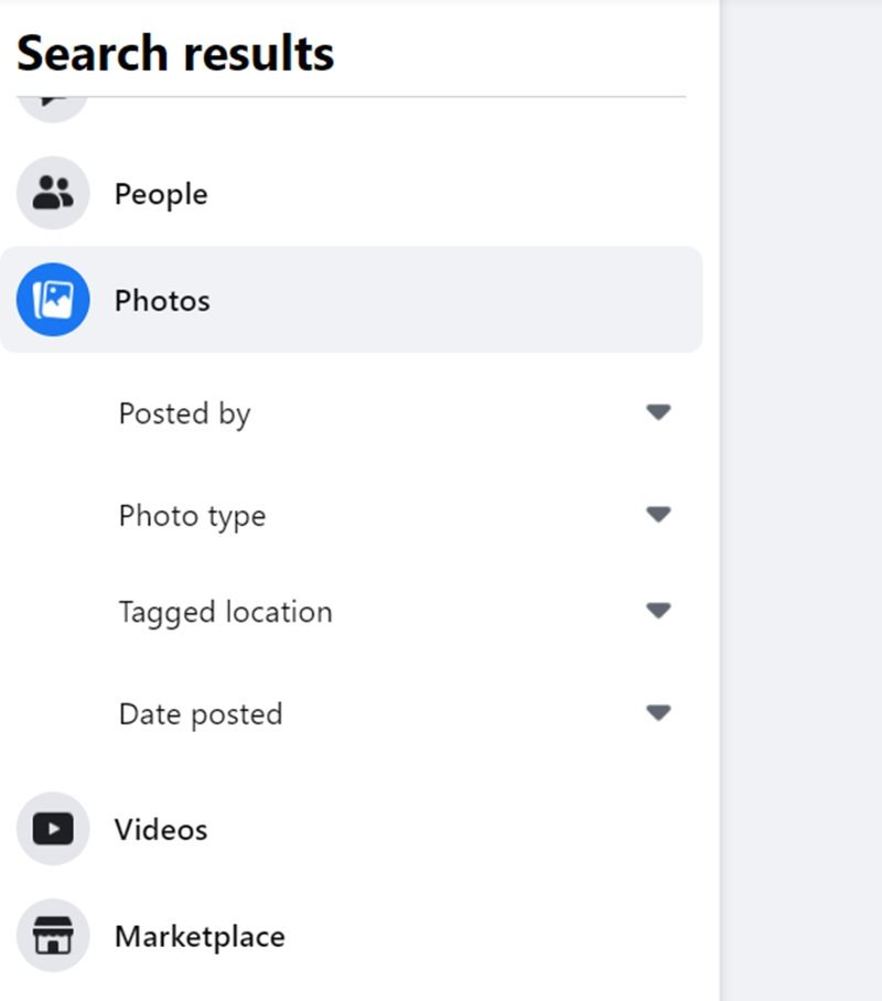 Facebook Rechercher des photos et des vidéos