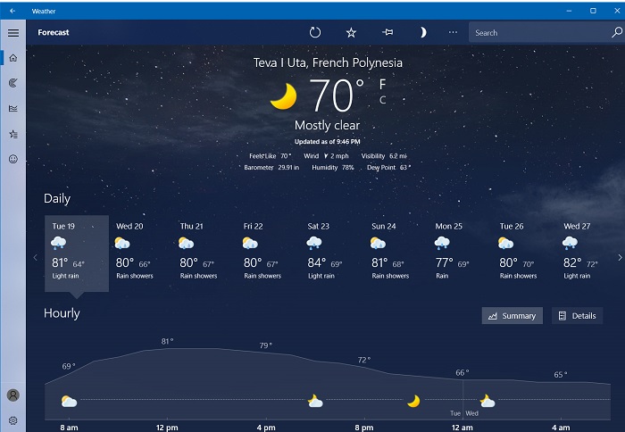 Applications météo Windows Lectures par défaut de l'application météo Windows11