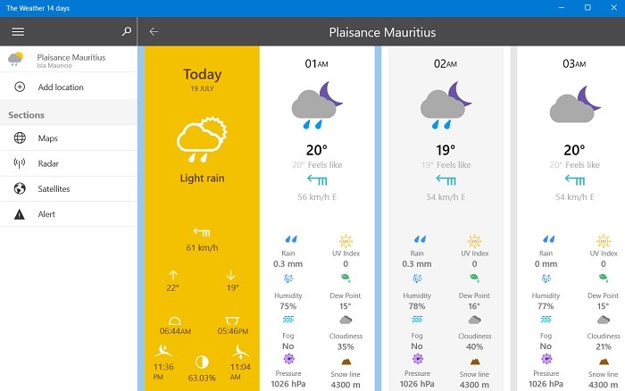 Applications météo Windows Theweather14days Détails