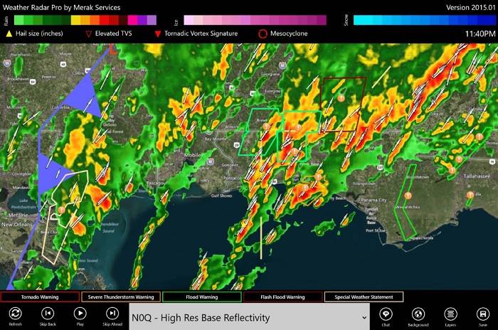 Applications météo Windows Weatherradarpro Accueil