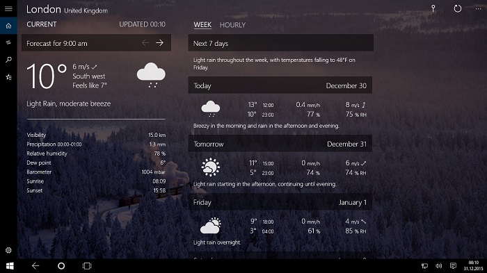 Applications météo Windows Application de prévision Windows10 Prédictions 2