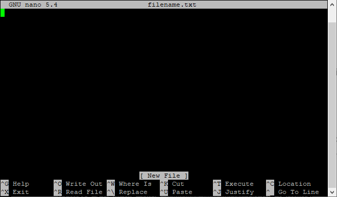 Nano Terminal Fenêtre Nouveau fichier