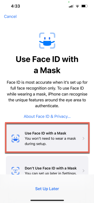 Utiliser Face Id avec un masque