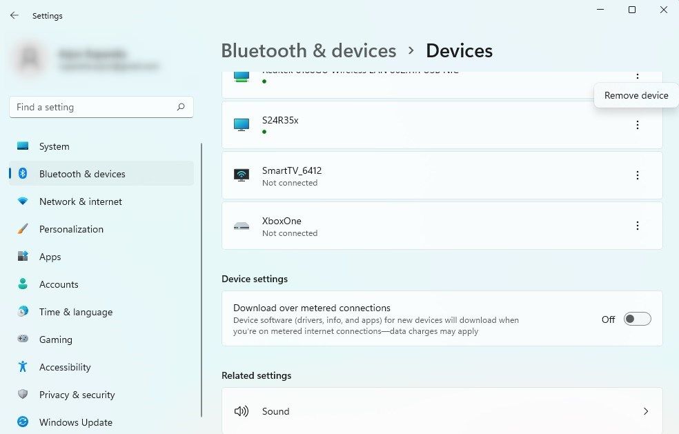 suppression du périphérique Bluetooth des paramètres