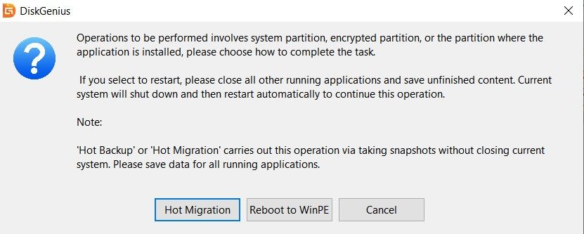 Mode de migration génie du disque