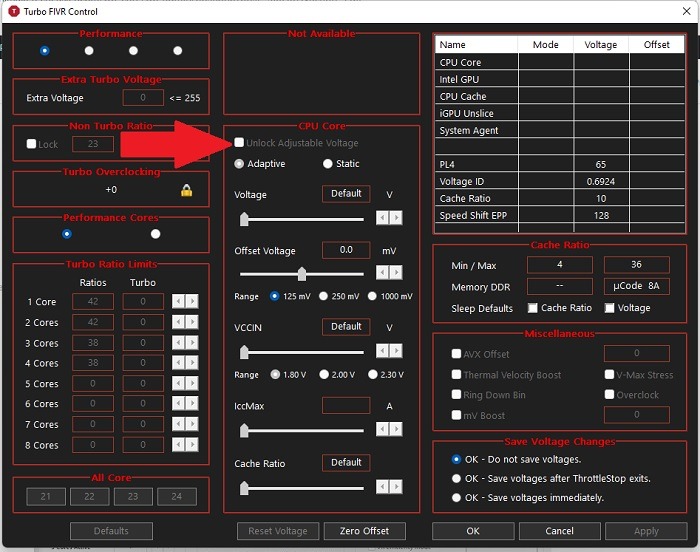 Comment sous-volter votre processeur avec Throttlestop dans la tension réglable de Windows