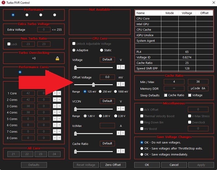 Comment sous-volter votre processeur avec Throttlestop dans la tension de décalage Windows