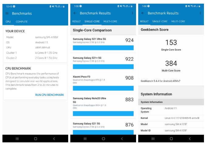 Application d'analyse comparative Geekbench 5