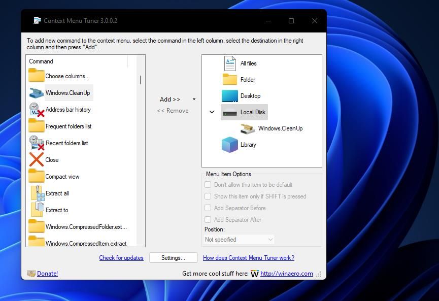 Le logiciel Context Menu Tuner