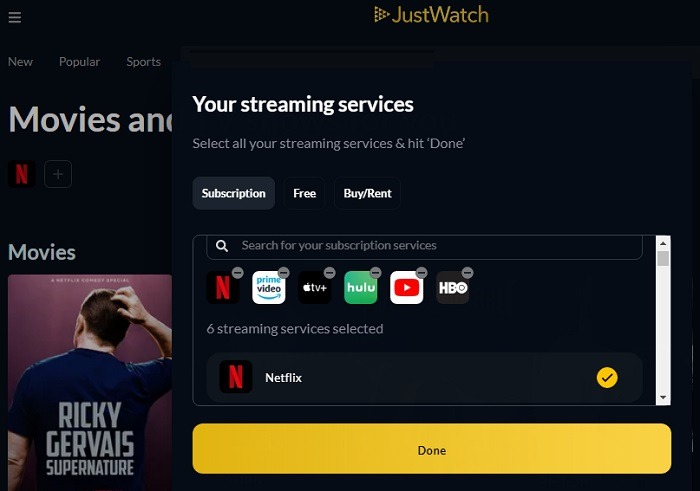Plex Alternatives Services de streaming Justwatch ajoutés