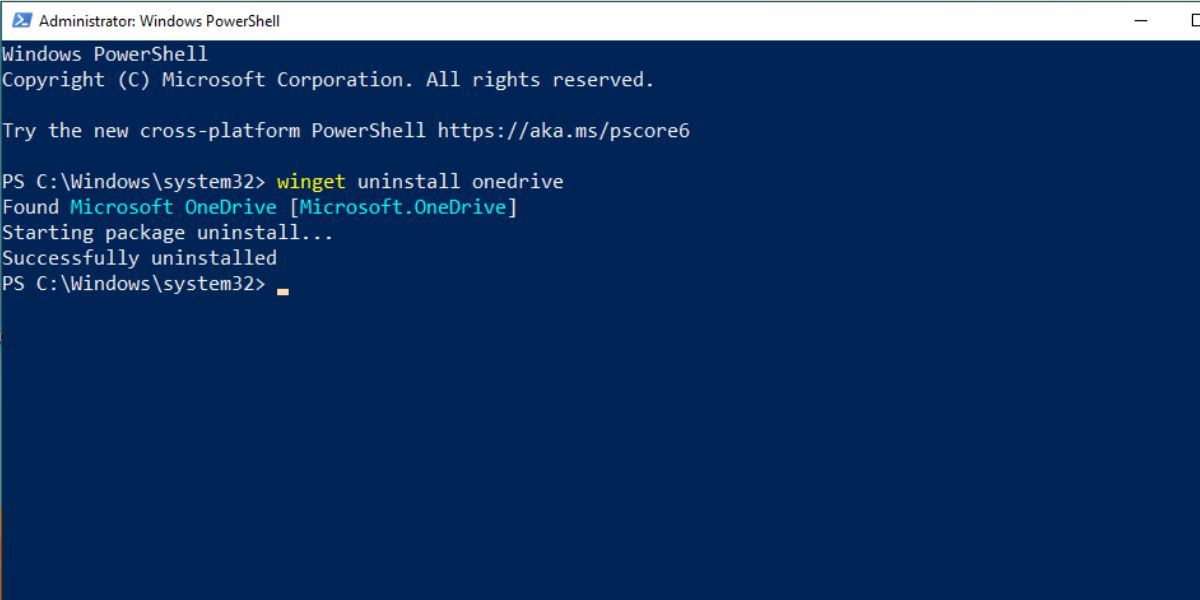 Désinstaller OneDrive à l'aide de Powershell