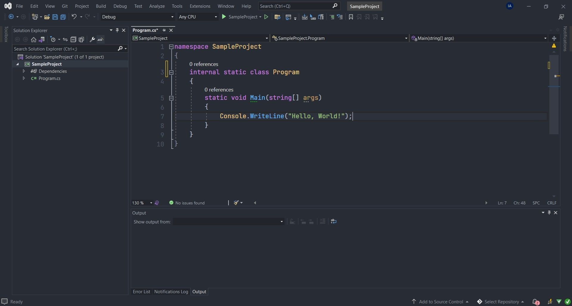 Visual studio 2022 avec exemple de projet