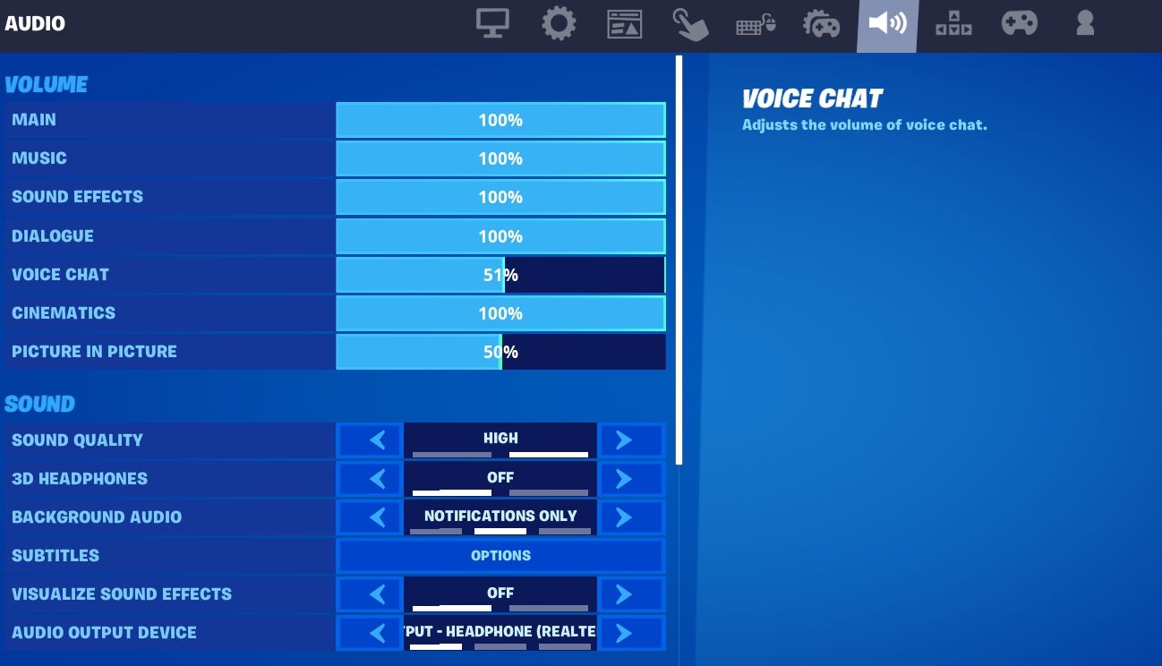 Option de chat vocal Fortnite dans les paramètres