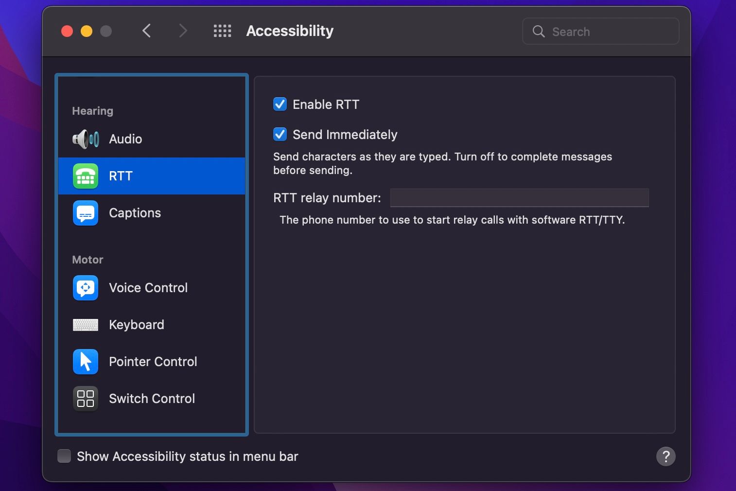 Paramètre RTT dans macOS