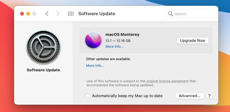 Mise à jour macOS vers Monterey