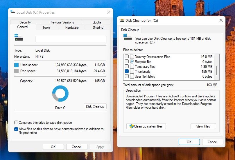 utilisation du nettoyage de disque dans Windows