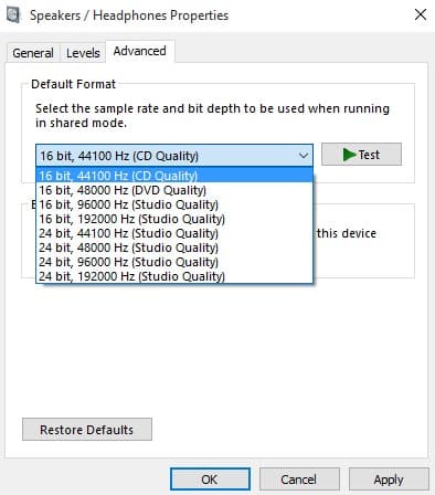 Changer le format audio