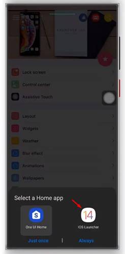 Définissez 'iOS Launcher' comme lanceur par défaut