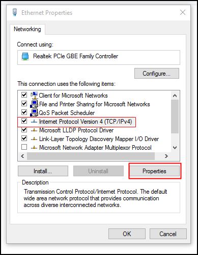 Sélectionnez Internet Protocol Version 4 et cliquez sur « Propriétés »