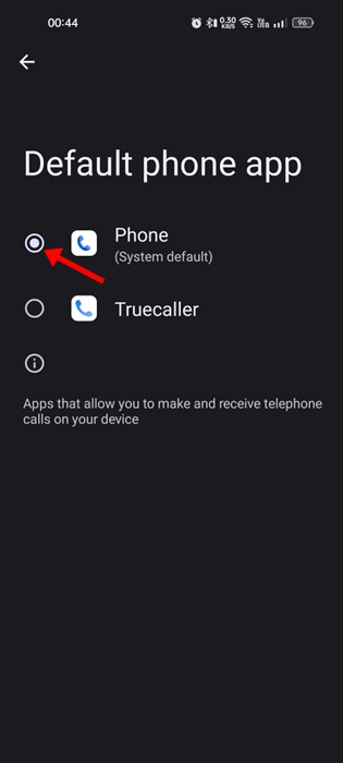 Téléphone (système par défaut)