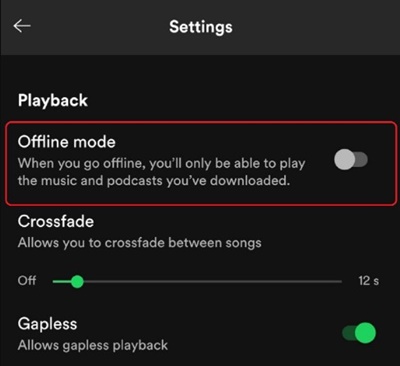 Désactivez le mode hors ligne de Spotify