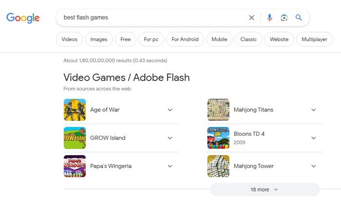 Trouver un site Web qui propose des jeux Flash