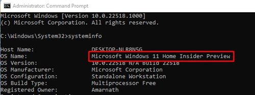 Rechercher l'édition Windows 11 via CMD