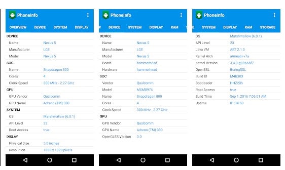 Informations sur le téléphone