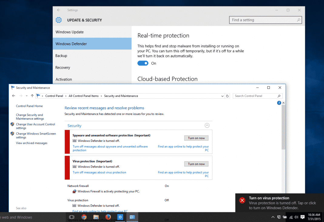 Désactivez Windows Defender ou Antivirus