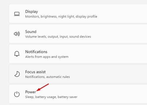 Cliquez sur les paramètres d'alimentation et de batterie