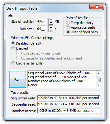 Testeur de débit de disque