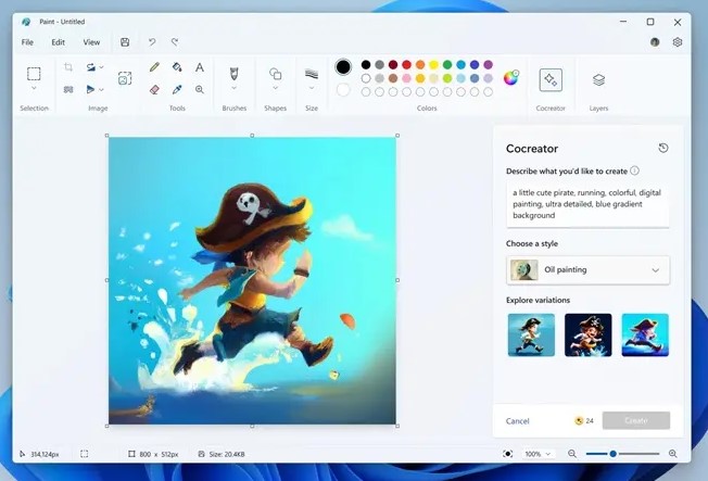 Générez gratuitement des images IA comme Photoshop à l'aide de Paint Cocreator