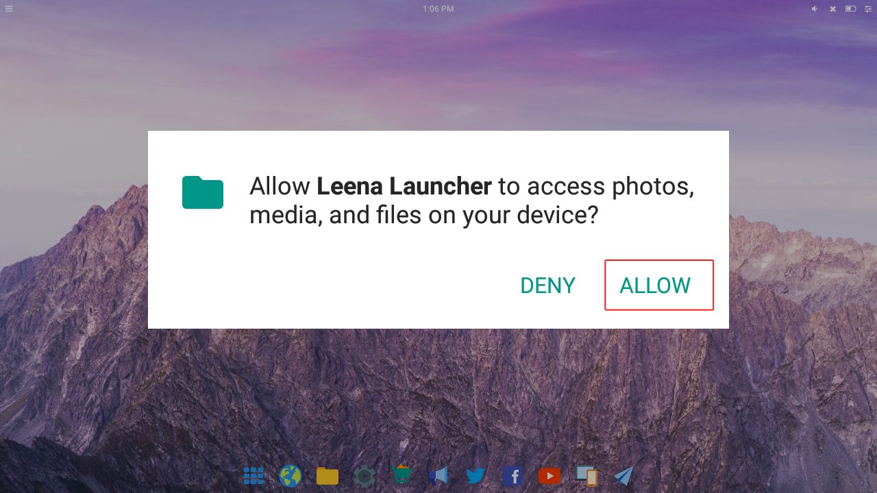 Autoriser Leena Launcher à accéder aux photos, aux médias et aux fichiers