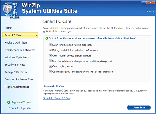 Suite d'utilitaires système WinZip