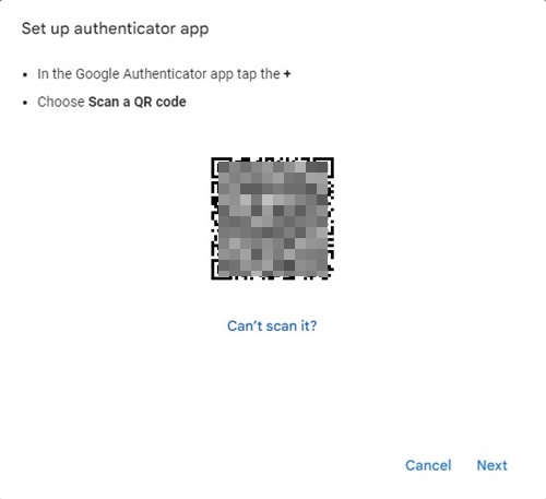 QR Code/clé alphanumérique