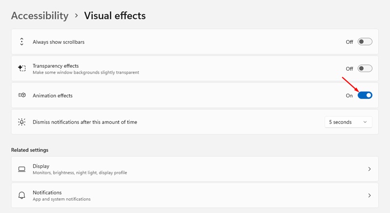 Effets d'animation