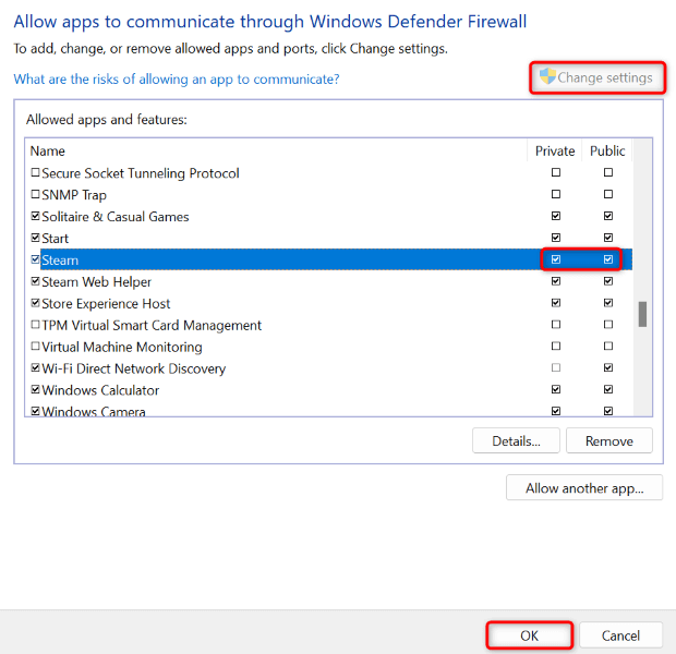 ajout de Steam à la liste d'exceptions du pare-feu Windows