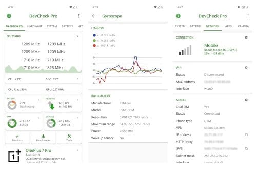 Informations sur le matériel et le système DevCheck