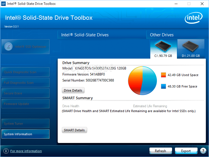 Boîte à outils pour disques SSD Intel