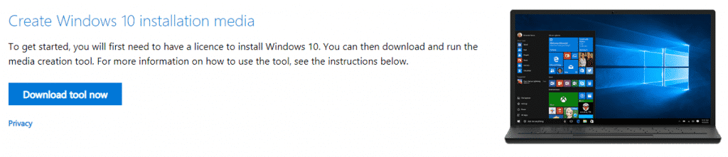 Outil multimédia d'installation de Windows 10