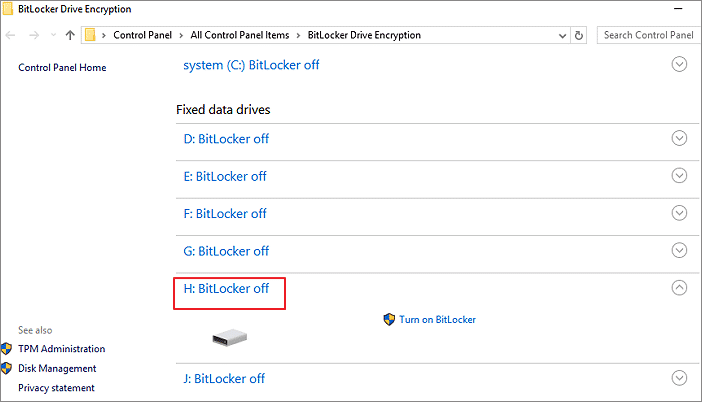 Désactiver la partition Bitlocker sous Windows