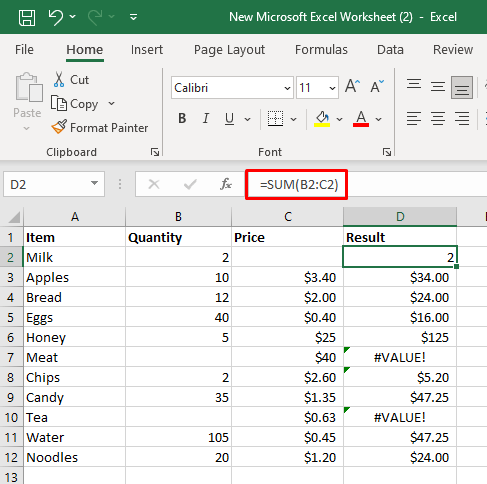 Comment réparer #VALUE !  Erreur dans l'image Microsoft Excel 6