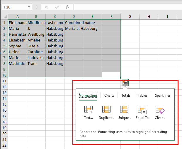 Comment utiliser l'outil d'analyse rapide dans Microsoft Excel image 7